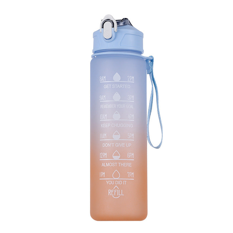 "Portable Large Capacity Sports Water Bottle with Scale and Straw"