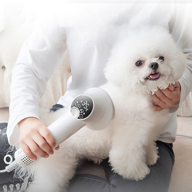 "Mini Smart Pet Hair Dryer - Silent Grooming Blow & Comb"