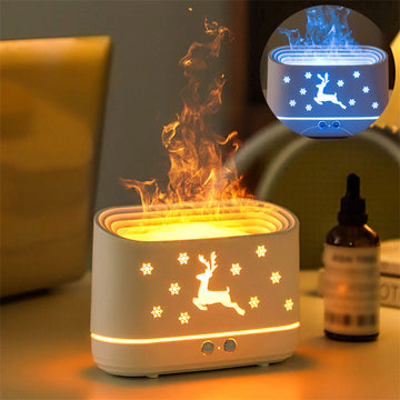 "Mini Elk Flame Humidifier Lamp for Christmas Home Decor"