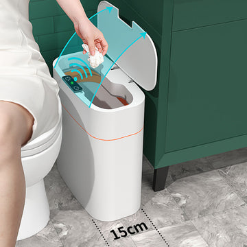 "Mini Smart Trash Can with Lid - Automatic Induction Small Car Box"