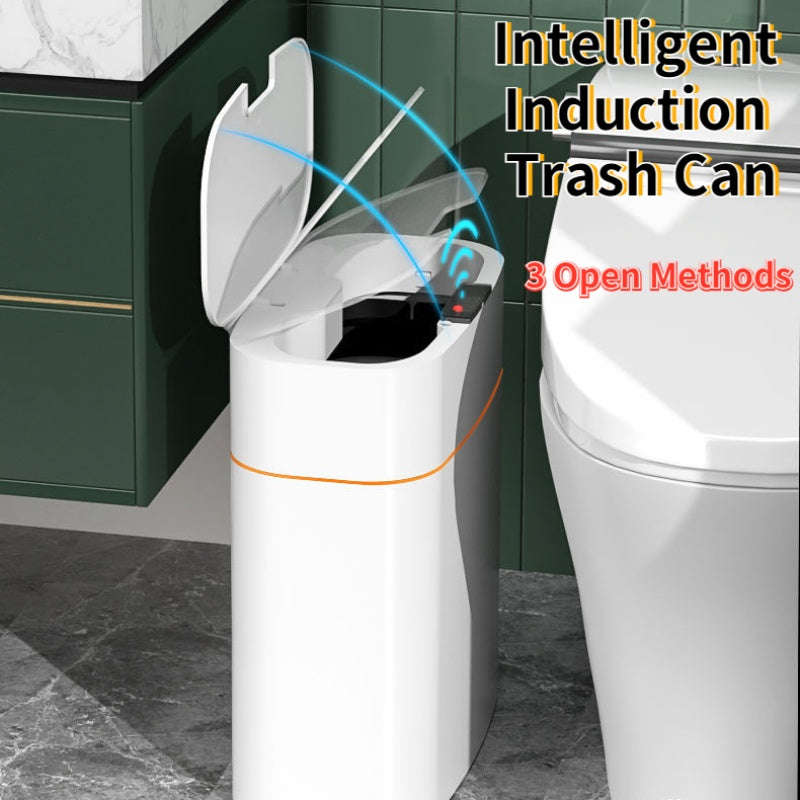 "Mini Smart Trash Can with Lid - Automatic Induction Small Car Box"