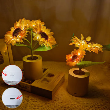 "Mini LED Sunflower Night Light Table Lamp - Decorative Desk Lamp"