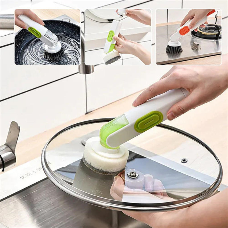 Mini Long-Handle Liquid-Filled Cleaning Brush with Dispenser