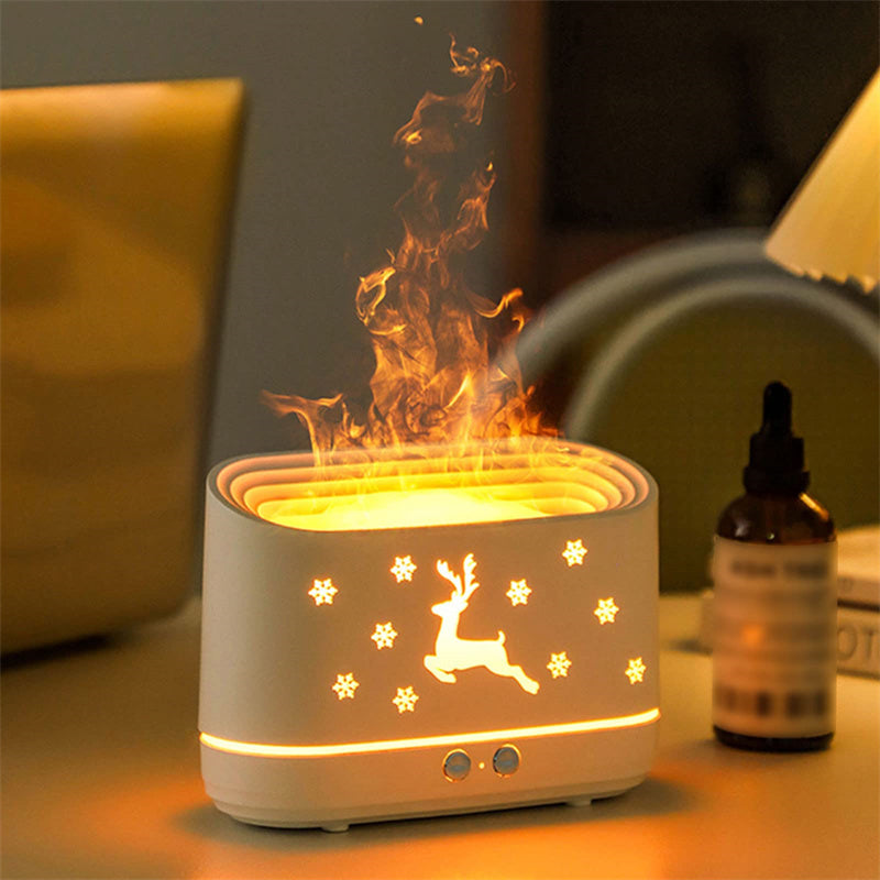 "Mini Elk Flame Humidifier Lamp for Christmas Home Decor"