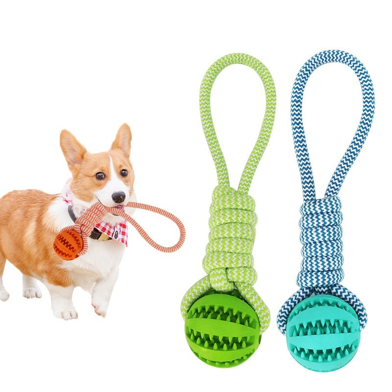 "Mini Interactive Dog Treat Balls with Hemp Rope and Rubber"