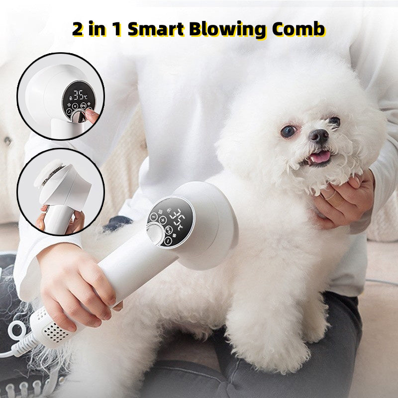 "Mini Smart Pet Hair Dryer - Silent Grooming Blow & Comb"